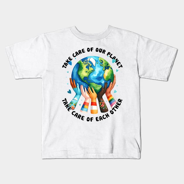 Tale Care of our Planet Kids T-Shirt by MZeeDesigns